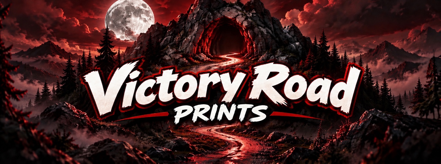 Victory Road Prints original moonlit road artwork and logo
