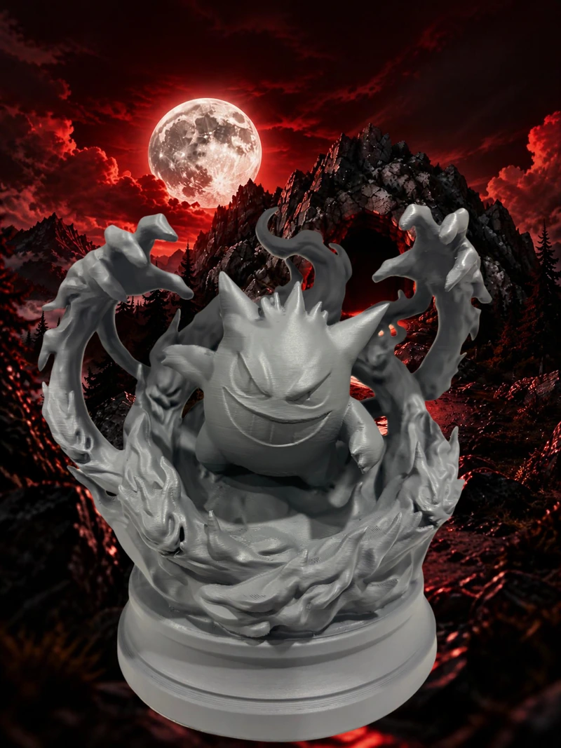 Unpainted character sculpture with swirling sculpted effects